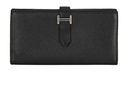 Hermes Bearn Long Wallet, &pound;950, Accessories, Black, Leather, Front view